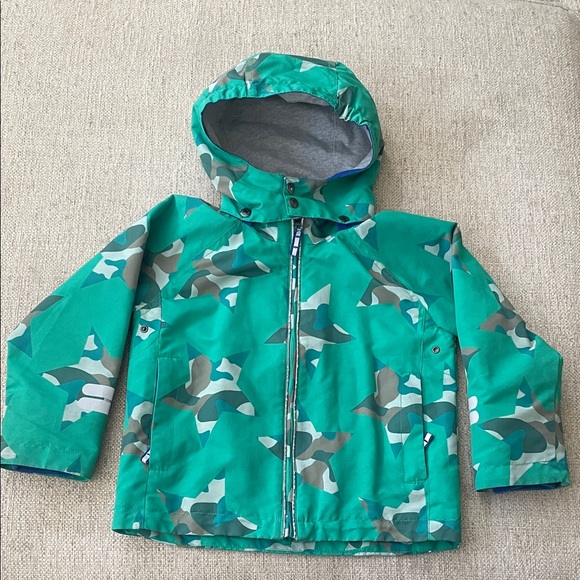 Kids Spring Mini Boden Green Camouflage Star lined jacket with removable Hood